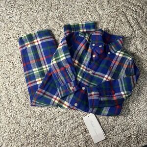 Ralph Lauren Baby Boy Blue Brushed Flannel Plaid Coverall Size 9M $75 MSRP NWT